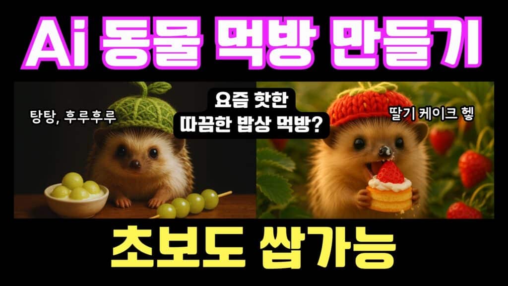 디자인 ai 동물 먹방 썸네일